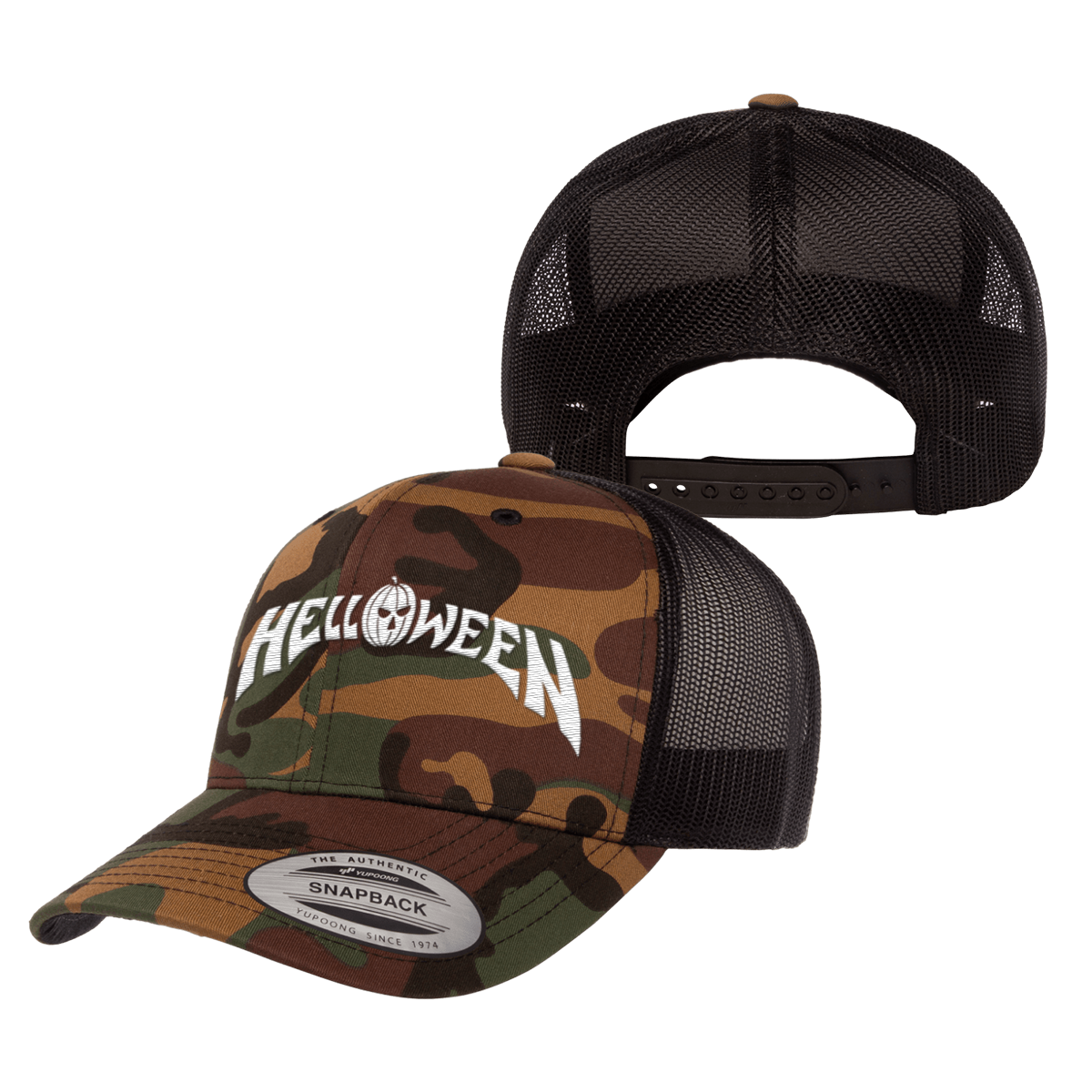 Helloween Logo Embroidered Trucker Hat (Camo)